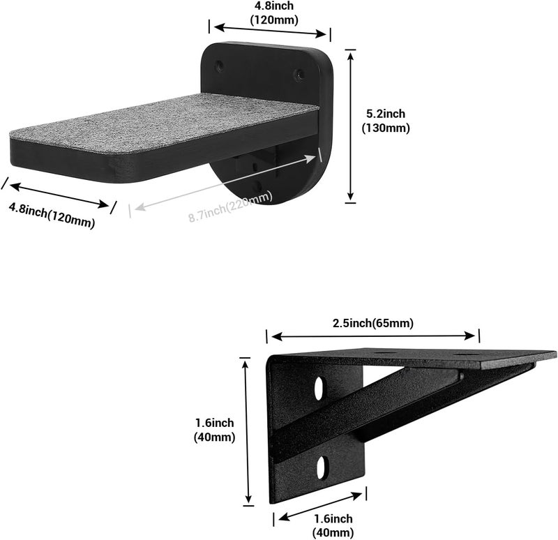 ES Pets Set of 3 Black Natural Sturdy Wood Cat Wall Floating Steps - Wall Mounted Cat Climbing Shelves and Perches, Kitty Stairs Climber Ladder for Wall - Holds up 35lbs - Image 3